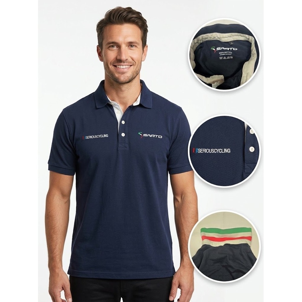 Sarto Serious Cycling Polo Shirt Mens M / L Blue Made In Italy Bike Road Core - Picture 1 of 10